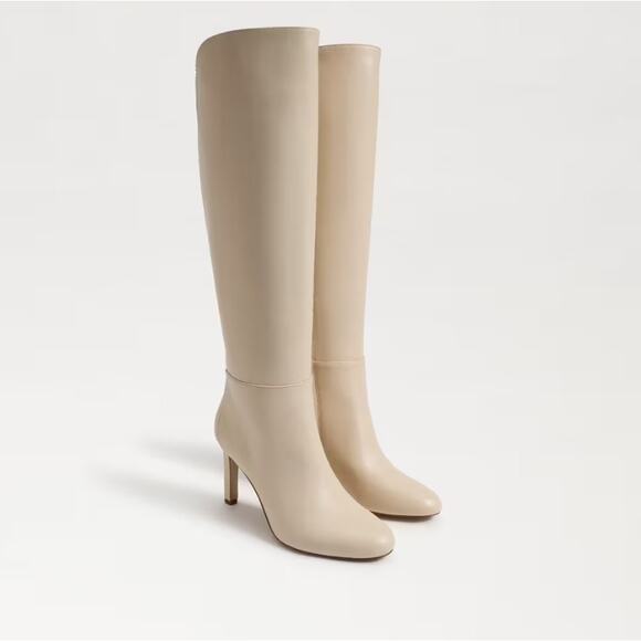 NEW Sam Edelman Shauna Knee High Boot Eggshell leather sz 6.5 - Picture 1 of 7